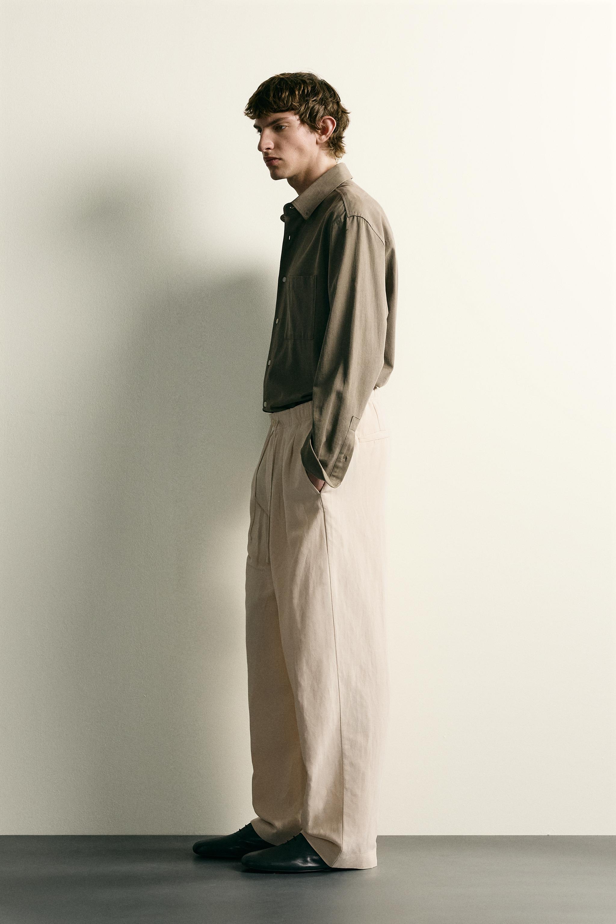 PANTALON COUPE DÉCONTRACTÉE VISCOSE-LIN